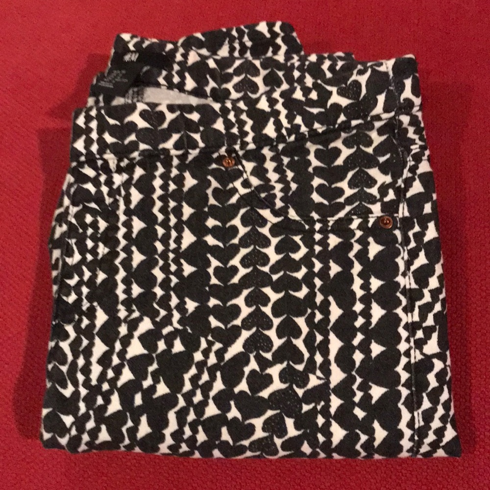 H&M Black & White Leggings with Hearts